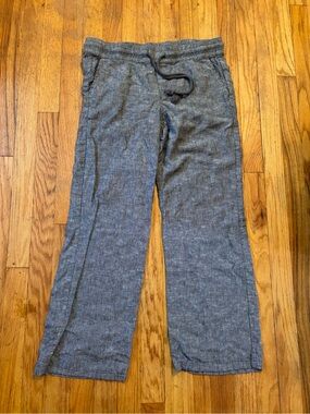 New York & Company Heather Gray Linen-Blend Waistband Pants